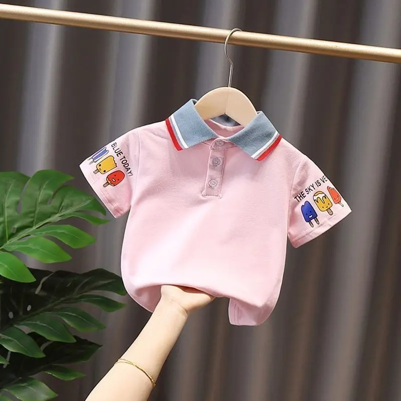Летние рубашки-поло для маленьких мальчиков рубашки с коротким рукавом