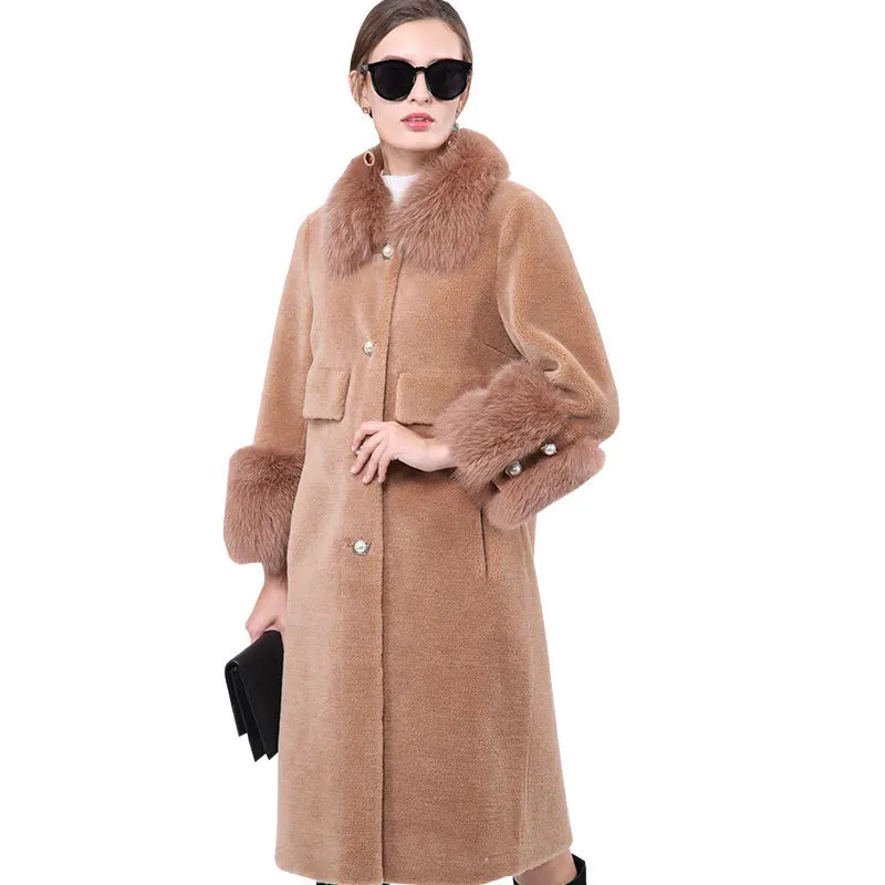 Пальто из натурального меха женская зимняя куртка с воротником Лисьего женские