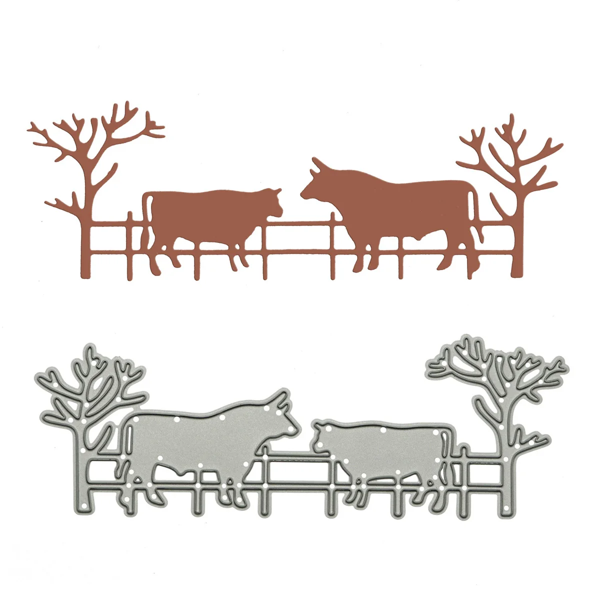 Farm Cows Cattle In Fence Pattern Metal Cutting Dies Scrapbooking Mold For Clipart Tourism Photo Album Diary Decorating