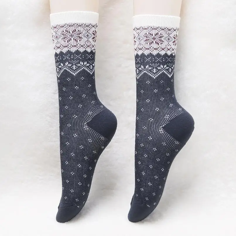 Women Solid Print Cotton Socks Santa Winter Socks Girls Snowflake Printed Socks Knee High Socks Chirstmas Ankle Sock 4 pairs/lot