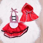 Детское платье-пачка с капюшоном и накидкой, красного цвета