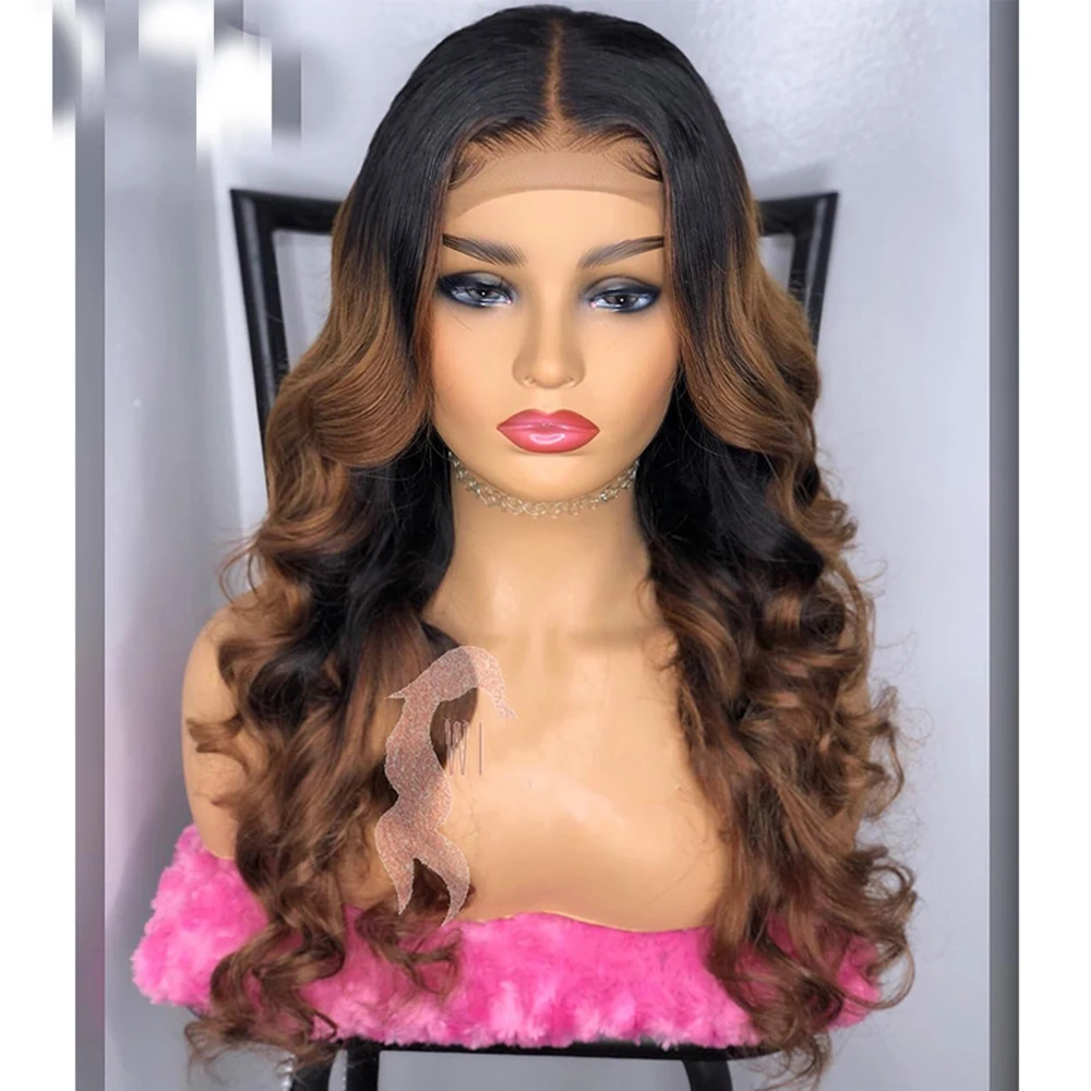 Eversilky 13x4 Lace Frontal Human Hair Wigs With Baby Hair Pre Plucked Brazilian Remy Body Wave Ombre Brown Highlights Color Wig