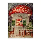 Рождественское украшение 5d алмазная Картина Набор для вышивки крестом Санта-Клаус и грибной дом полная дрель квадратная Алмазная вышивка