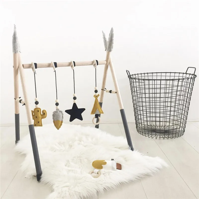 Nordic Baby Activity Gym Toy Baby Room Decor Play Gym Toy Wooden Nursery Sensory Toy Gift Infant Accessories Photography Props