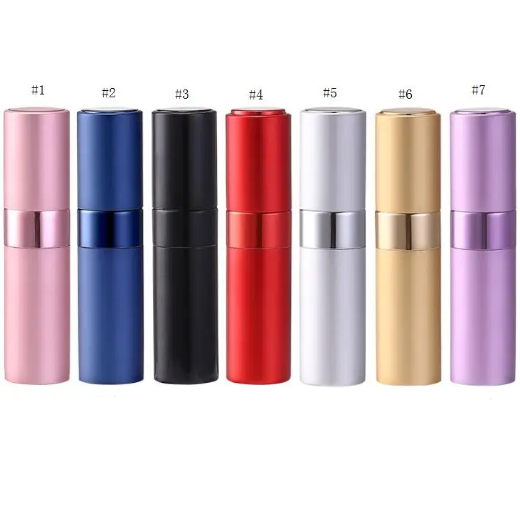 

8ml Metal Shell Glass Aluminum Nozzle Rotatable Cap Perfume Atomizer Bottle Travel Spary Empty Refillable Bottle SN902