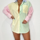 Женская рубашка в полоску, с длинным рукавом и пуговицами