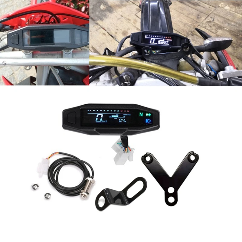 

Motorcycle LCD Speedometer RPM Digital Odometer Electric Injection and Carburetor Meter for Russian KR200 with Bracket