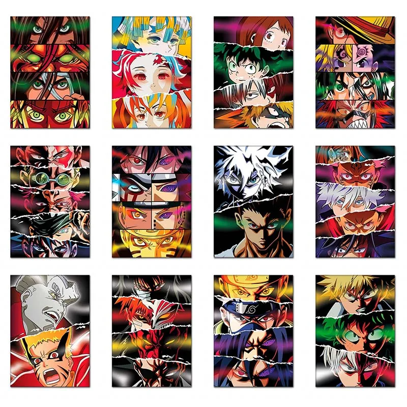

Japanese Anime Character Eyes Collection Canvas Painting Wall Art Modern Posters For Kids Bedroom Play Room Decoration Framed