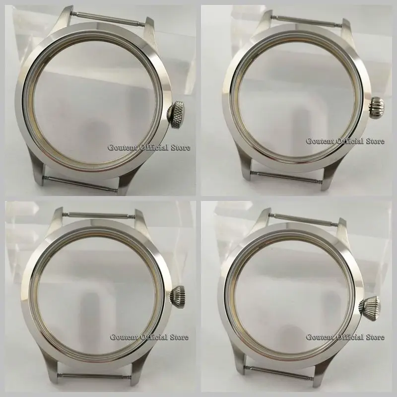 

45mm new silver watch case sterile steel case ETA 6497,6498 Seagull ST3600 movements watch parts