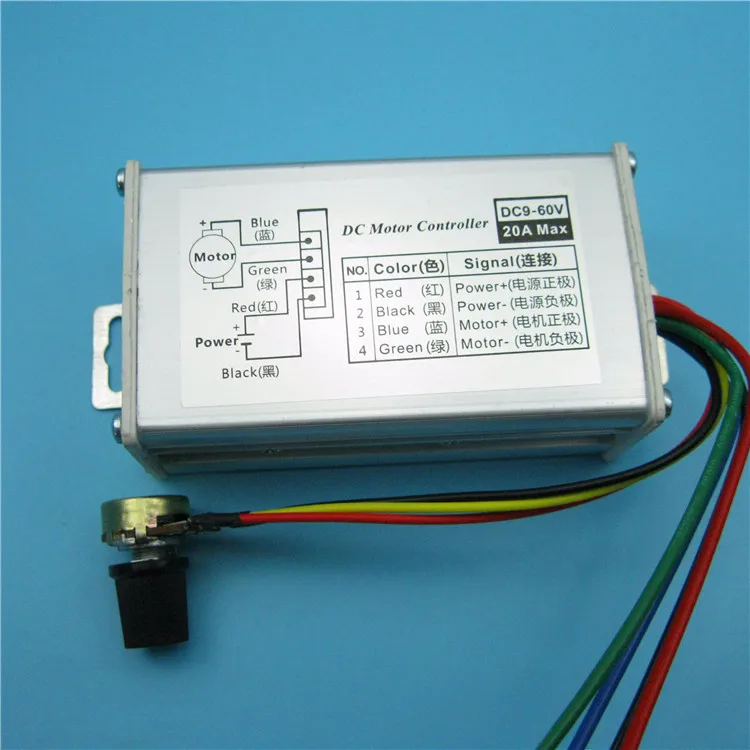 

Package 9V 12V 24V 36V 48V 60V PWM DC Motor Governor 20A Metal Housing