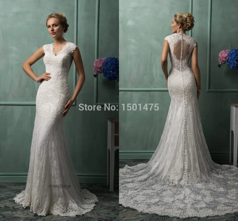 

Sexy V Neck See Through Back vestido de noiva Lace Wedding Dresses 2018 illusion Chapel Train Wedding Gowns Bridal Gowns