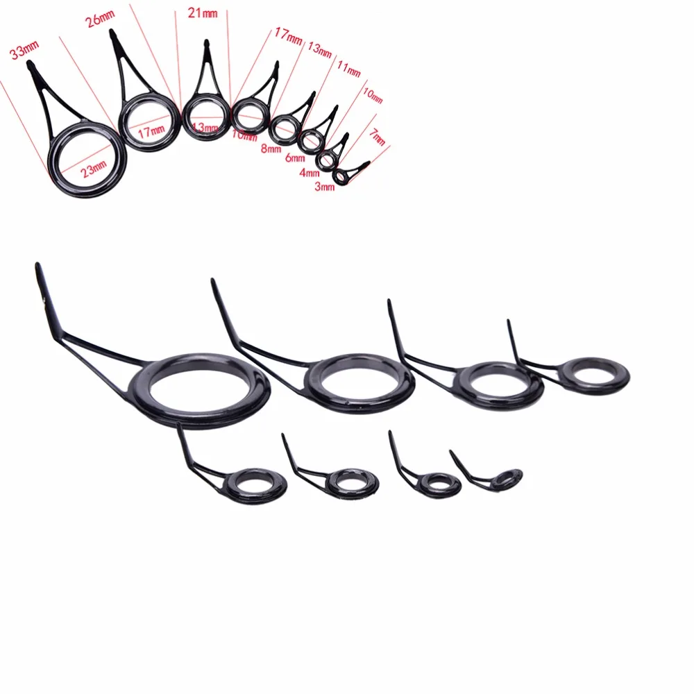 

8Pcs 6#-30# 8 Size Fishing Rod Guide Stainless Steel & Ceramic Tip Top Ring Circle Pole Repair Kit Set Fishing Accessories