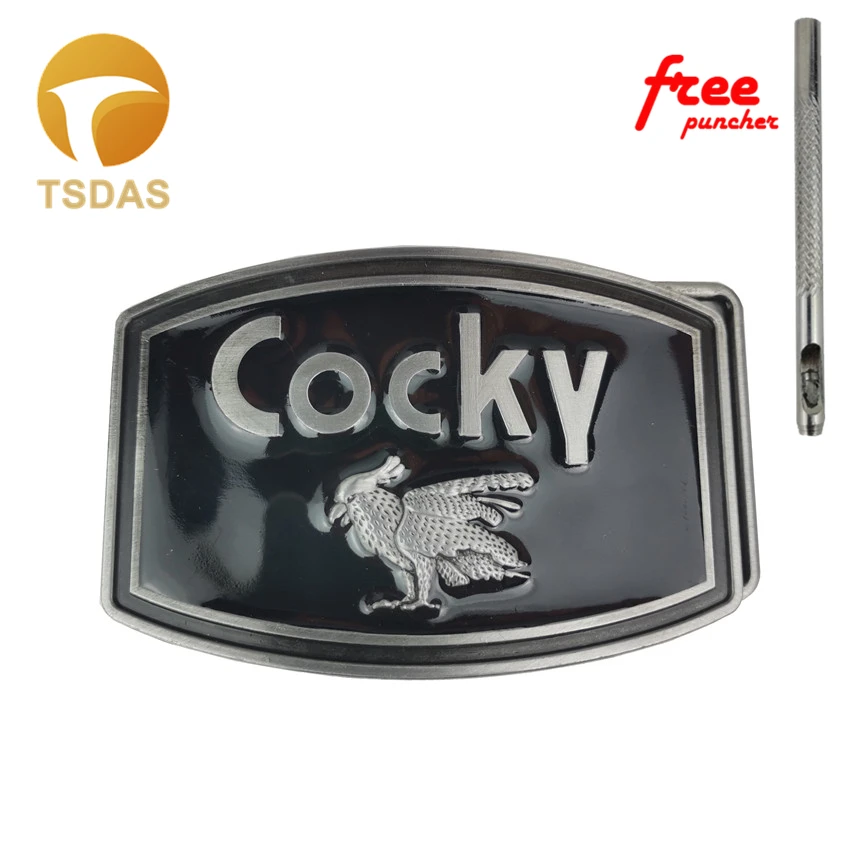 Drop Shipping Fashion Cocky Belt Buckles for Man Black Metal with Leather Free Puncher | Дом и сад
