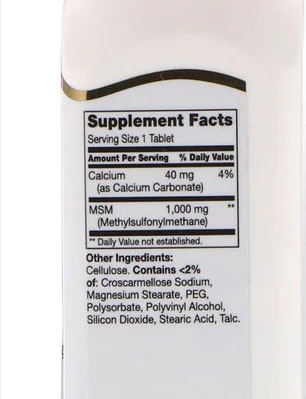 

MSM maximum strength 1000mg Supports joints and connective tissue.180 pcs/bottle