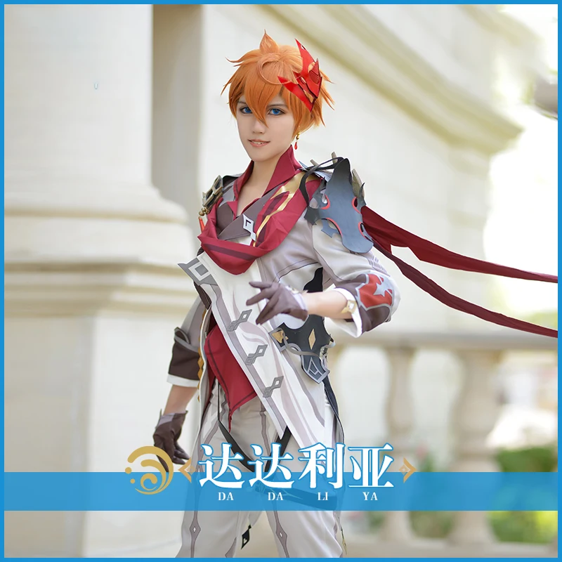 

Game Genshin Impact Tartaglia Cosplay Costume Men Fancy Uniforms Top Pants Gloves Set Halloween Carnival Outfits Custom Made