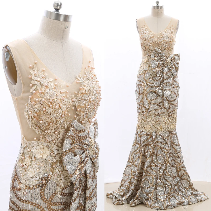 Stock Clean High Quality Long Mermaid Sequins Prom Dresses