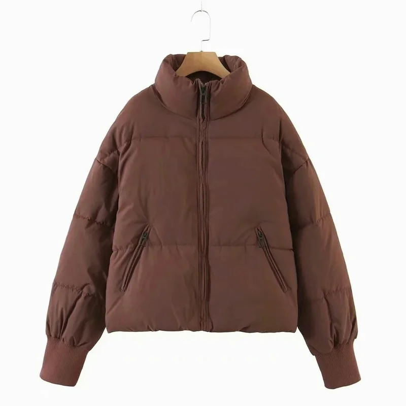 

Women Solid Black Khaki Oversize Parkas Thick 2021 Winter Zipper Pockets Female Warm Elegant Coat Jacket