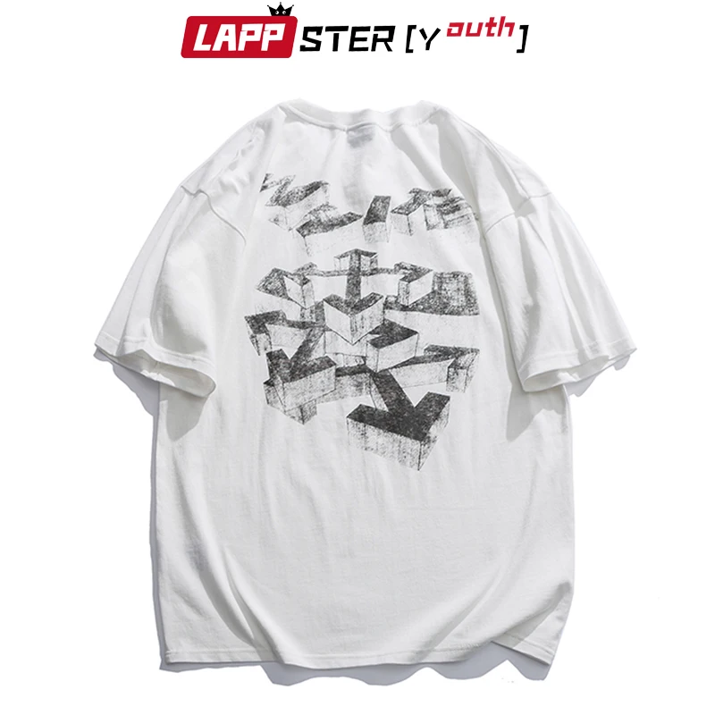 LAPPSTER Мужская негабаритная Японская уличная одежда футболки с отверстиями 2019