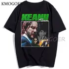 Хлопковая хипстерская Футболка с принтом Киану Ривз, забавные японские Топы в стиле Харадзюку, хипстерская уличная одежда