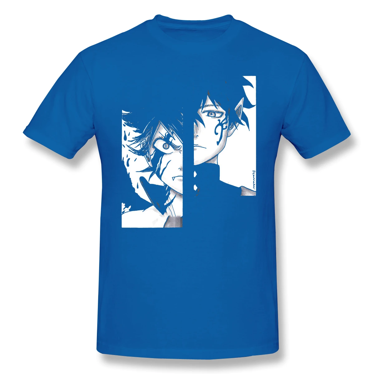 

Men Clothing Black Clover T-Shirt Two Halves Asta And Yuno Fashion Short Sleeve