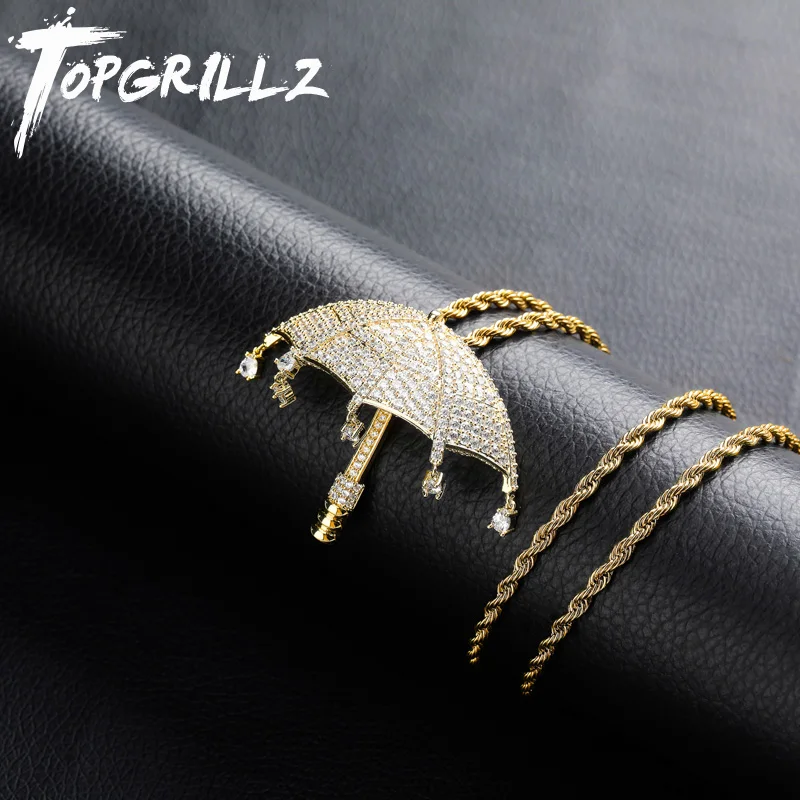 Ожерелье TOPGRILLZ с кулоном в виде зонтика микрозакрепкой и кубическим цирконием