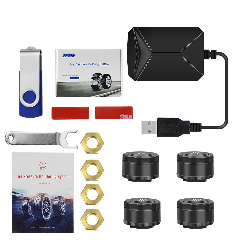 Автомобильная система контроля давления в шинах с USB TPMS для Android навигации 4