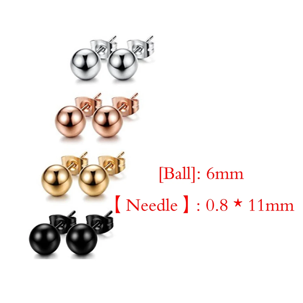 

Titanium Gold-color Plating Small Ball Stud Earrings For Men Women 2mm to 8mm