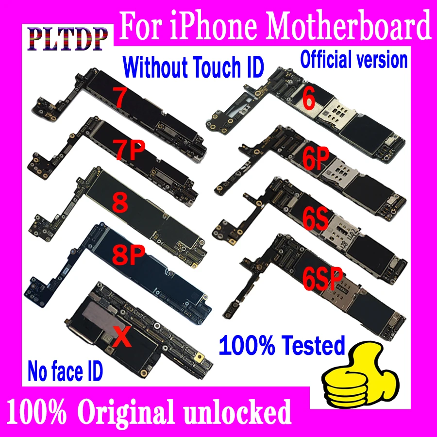 Заводская Разблокировка для iPhone 6 6S 6P 6SP 7 7P 8 8P X материнская плата без Touch ID