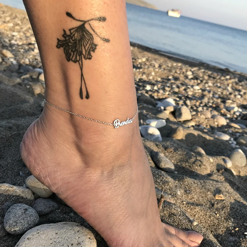 Custom Name Anklet Stainless Steel Personalized Gold Pendant Beach Daily Jewelry Gift For Bestfriend BFF | Украшения и аксессуары