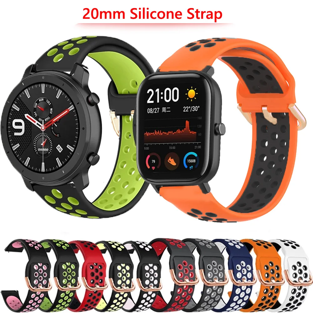 

Ремешок силиконовый для смарт-часов Amazfit GTS 2e, браслет для Xiaomi Huami Amazfit GTR 42 мм GTS2e Bip U/S