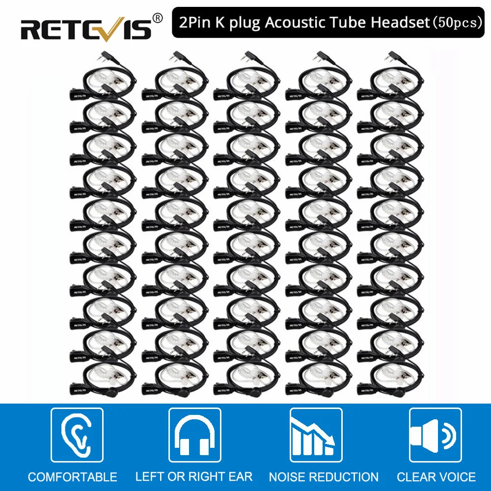 RETEVIS 50 или 100 шт. Акустическая трубка PTT Mic наушники Walkie Talkie гарнитура для Kenwood TYT