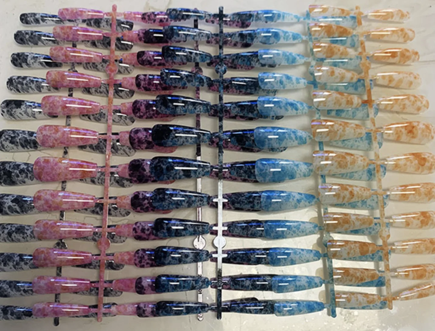 

Factory Outlet Super Long Coffin Nails Girl Ballet False Nails Finished Nail Art Watercolor polishing Mirror Surface Fake Nail