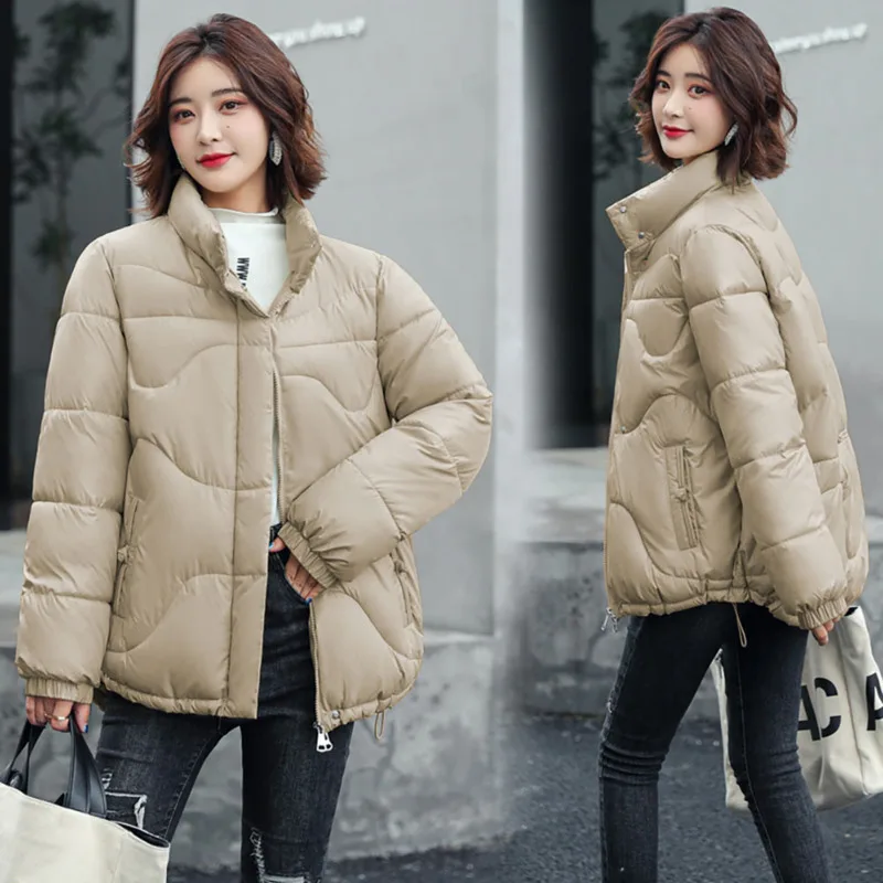 Зимняя пуховая хлопковая куртка, Женская парка с воротником-стойкой, утепленная верхняя одежда, однотонное пальто, свободное корейское кор... от AliExpress RU&CIS NEW