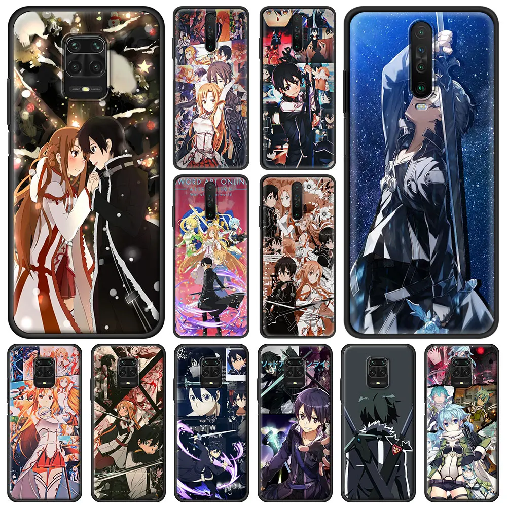 Sword Art Online Anime kirito Game Phone Case para Xiaomi Redmi Note 9S 9 8 10 Pro 7 8T 9C 9A 8A K40 funda negra de silicona suave