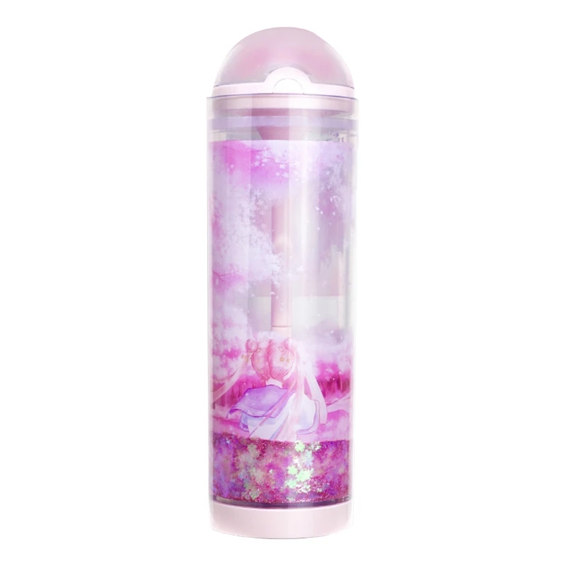 

Kawaii Tumbler Quicksand Lifting Standing Pencil Box Case Large Capacity Holder F2TA