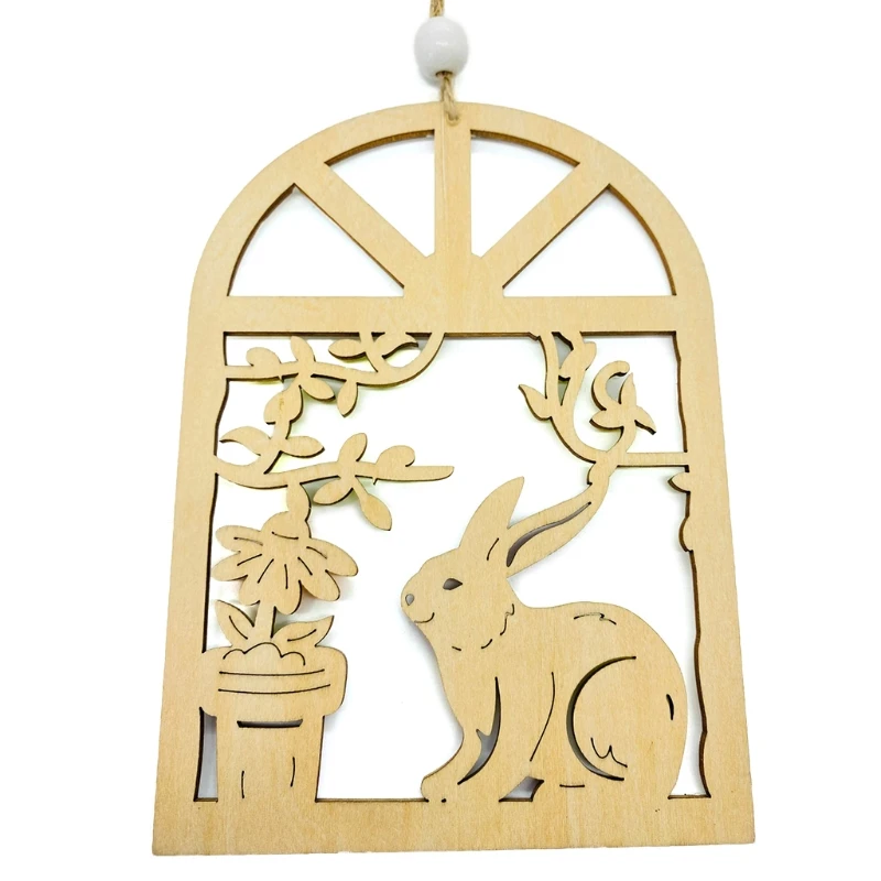 Деревянный кролик яйца цветок Подвески подвесные украшения пасхальные DIY