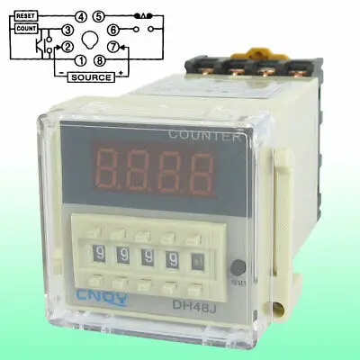 

DH48J 1-999900 Count Up Digital Counter Relay w Base AC/DC 12V 50/60Hz