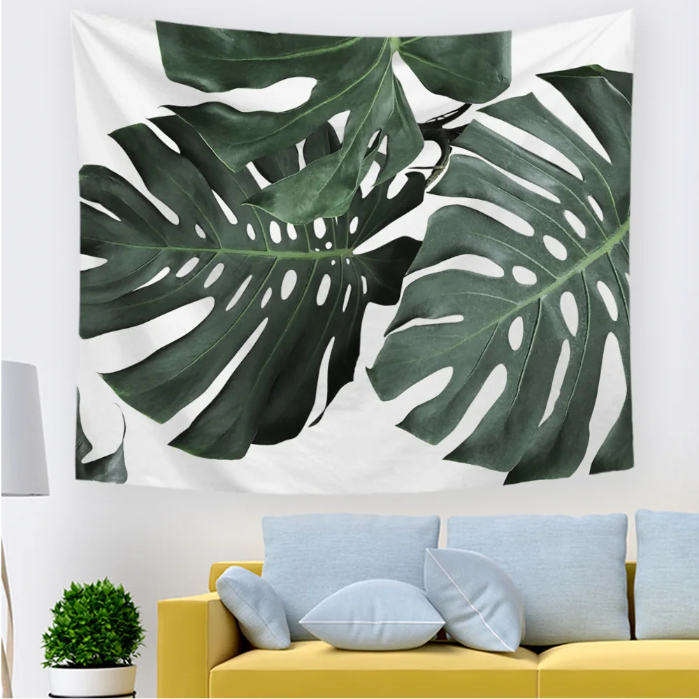 Розовый Зеленый Кактус гобелен тропические листья Пальма настенные гобелены