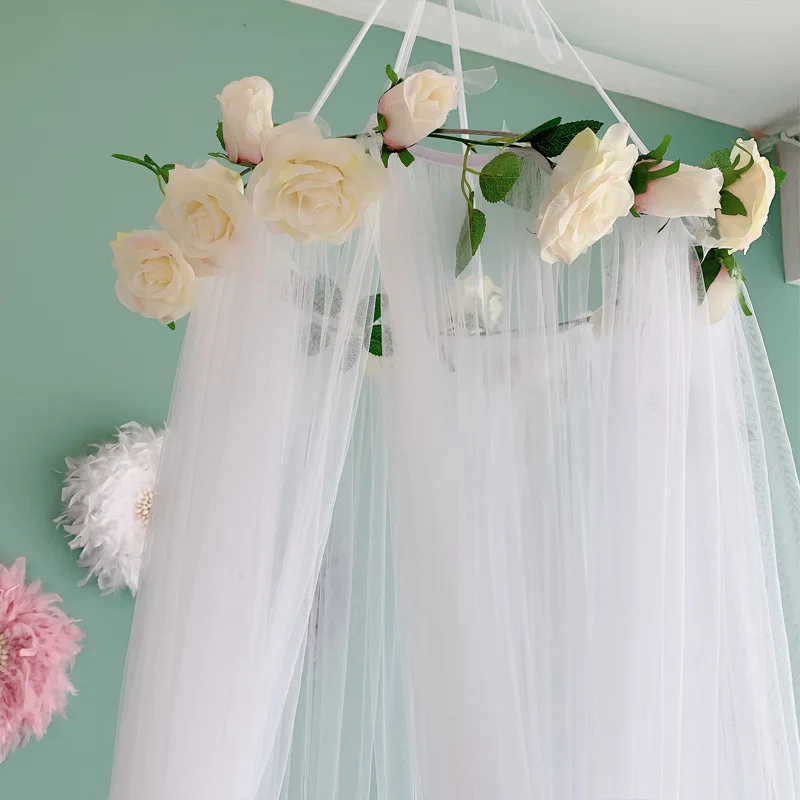 

Nordic Style Flower Princess Lace Kids Baby Bed Room Decor Canopy Mosquito Net Curtain Bedding Tent For Children