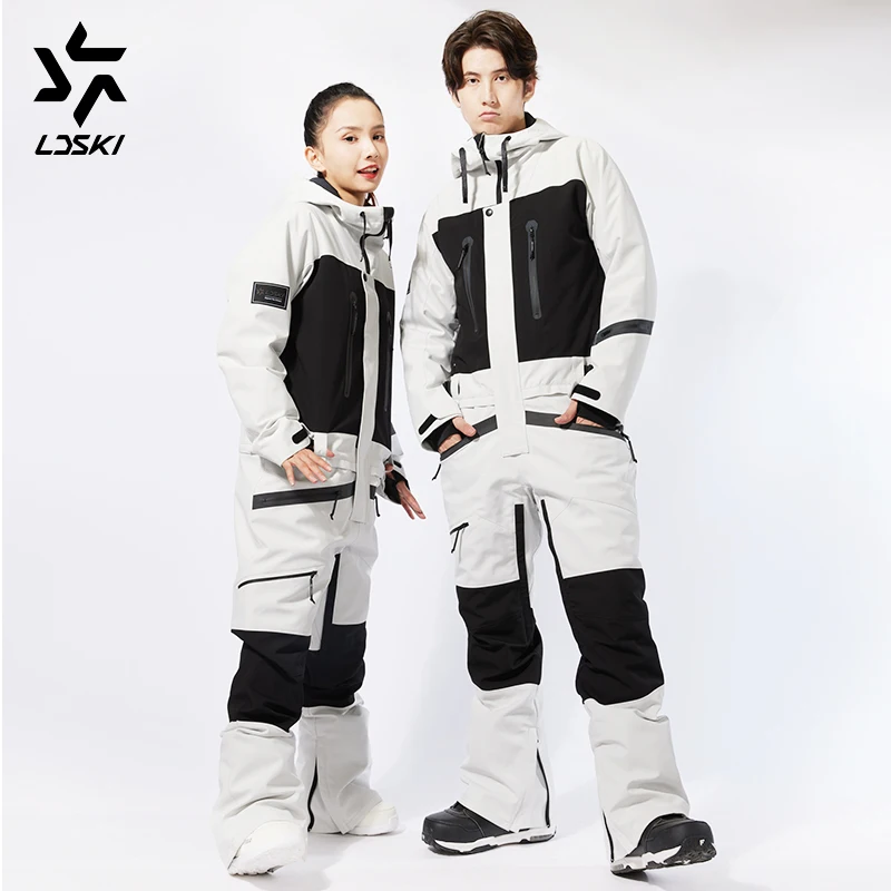 

LDSKI Unisex Classic One-piece Ski Suit 2021 Winter Outerwear Men's and Women's Outdoor Snow Wear Waterproof Skiing Suit