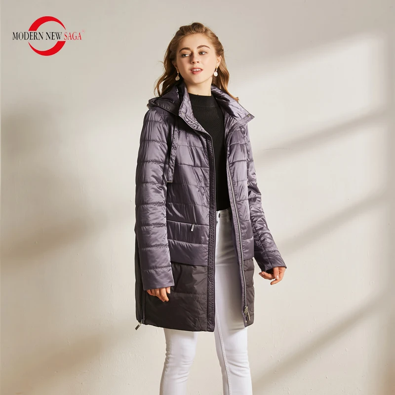 MODERN NEW SAGA 2020 Осеннее Женское Пальто Хлопковая Стеганая Куртка С Капюшоном