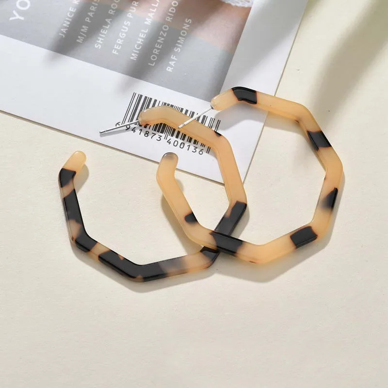 ZWPON геометрические многоугольные ацетатные акриловые леопардовые серьги кольца