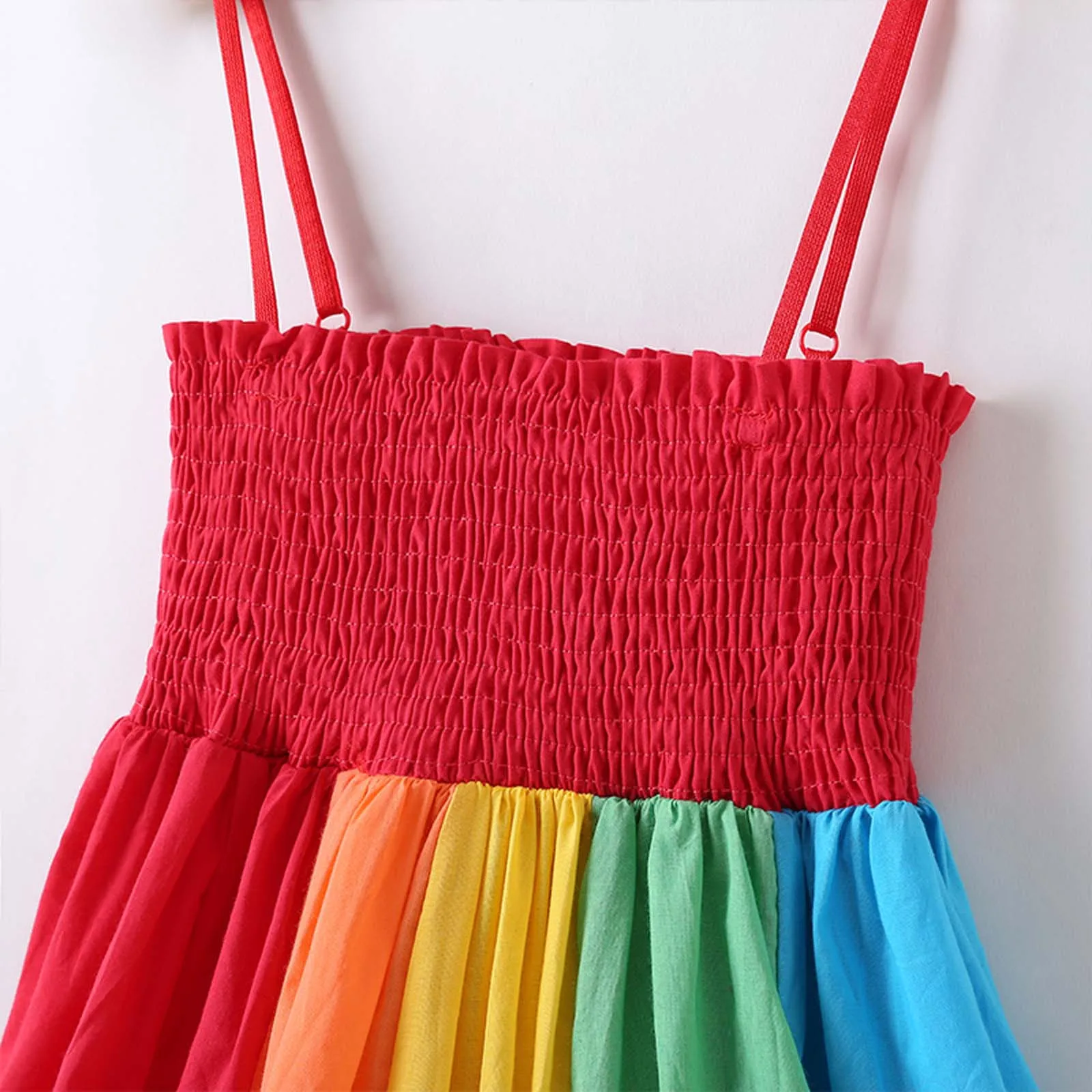 

Toddler Kids Baby Dress Girl Summer 2021 Rainbow Skirt Stripe Stitching Princess Dresses Girls