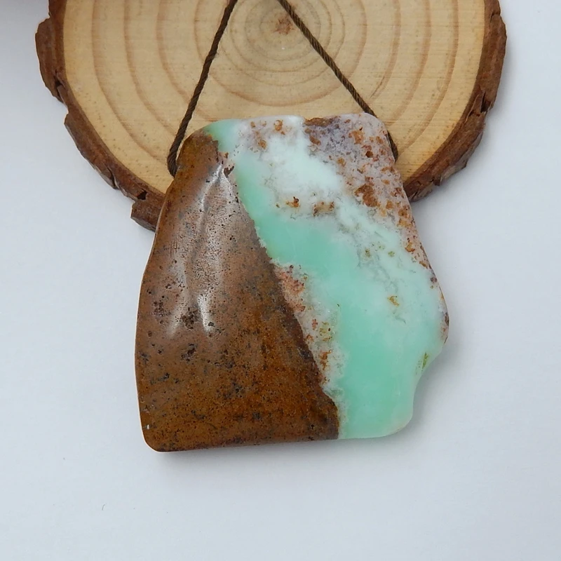 Новый дизайн натуральный камень Chrysoprase отверстие сбоку подвесной кулон