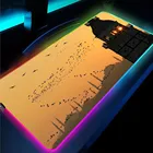 Аниме Коврик для мыши XxL City Sunset Клавиатура ноутбука с USB интерфейсом светодиодный светящийся коврик для мыши желтые игровые аксессуары Настольный коврик