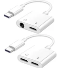 2 в 1 переходник с USB C на разъем для наушников Тип C на 3,5 мм аудио сплиттер для Samsung S20 Ultra Note 20 10 Plus конвертер