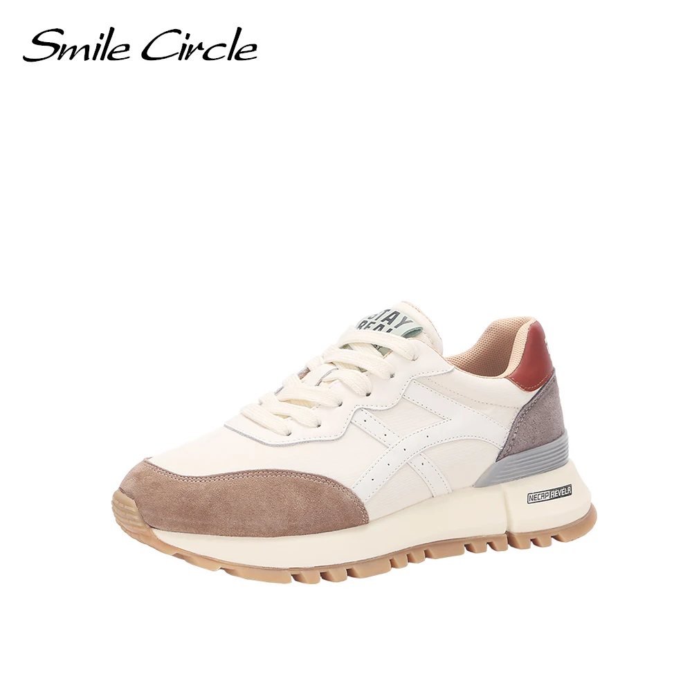 Smile Circle/2021 весенние кроссовки Женская обувь на плоской платформе Модная