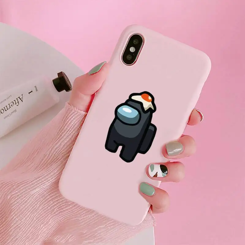 

Among Us Game Phone Case Candy Color Pink for iPhone 11 pro XS MAX 8 7 6 6S Plus X 5S SE 2020 XR
