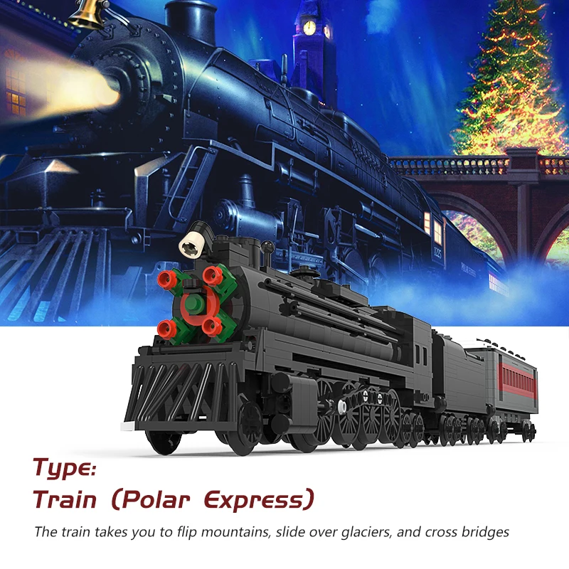

Город МОС железная дорога полярный Экспресс-поезд высокоскоростной технический классический паровой поезд строительные блоки модель поез...