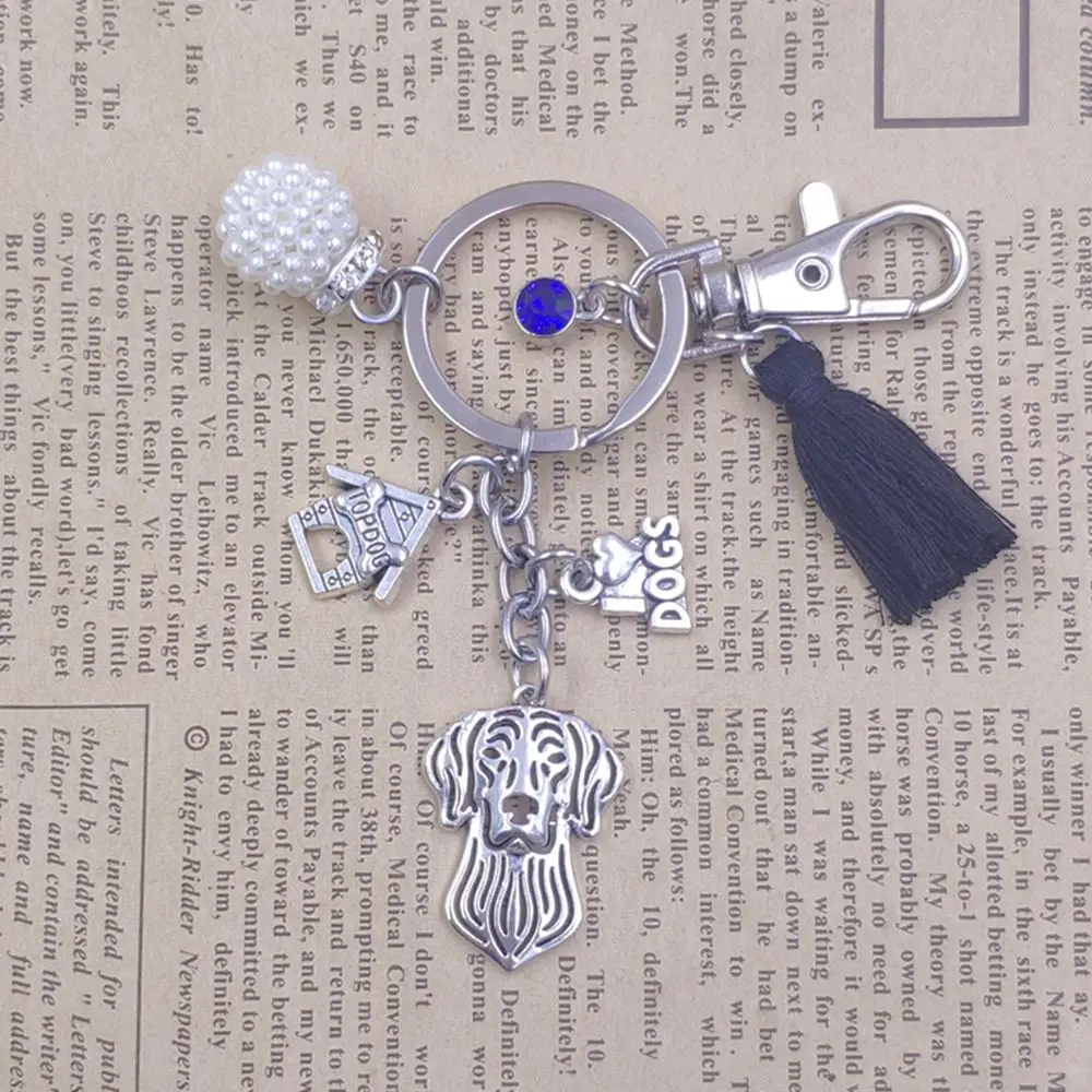 Weimaraner Dog Animal Cute Keychain Alloy Pendant Hot Key Ring Pet Tassels Antique Retro Silver Plated Women Men Jewelry K182 | Украшения и